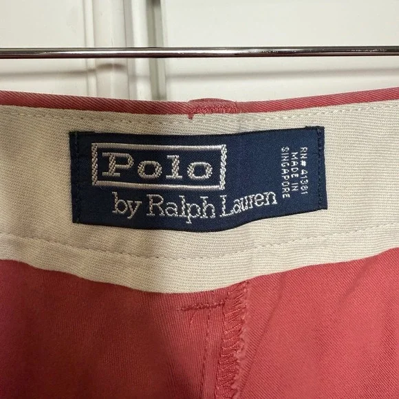 Vintage Polo Ralph Lauren Pleated Chinos Mens 36/28 Salmon 100% Cotton Trousers - Picture 9 of 12